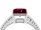 White gold Princess Cut Garnet Engagement Ring with Milgrain Channel Set Band and Prong Setting_4