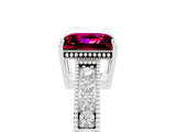 White gold Princess Cut Garnet Engagement Ring with Milgrain Channel Set Band and Prong Setting_5