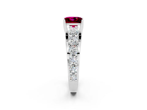 White gold Princess Cut Garnet Engagement Ring with Pavé Band and Four-Prong Setting_2