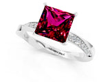 White gold Princess Cut Garnet Engagement Ring with Side Stone Accents and Four-Prong Setting_40