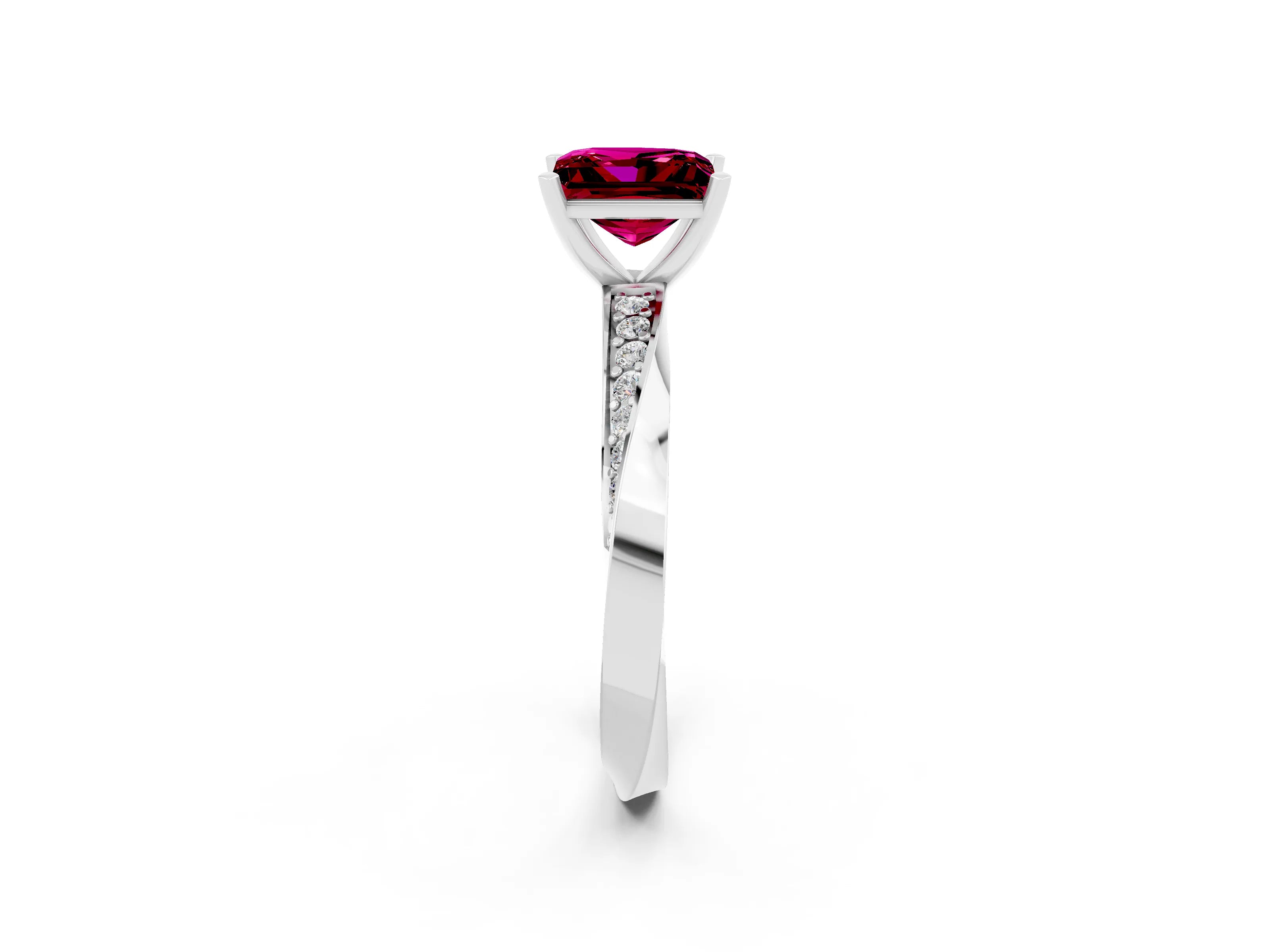 White gold Princess Cut Garnet Engagement Ring with Side Stone Accents and Four-Prong Setting_41
