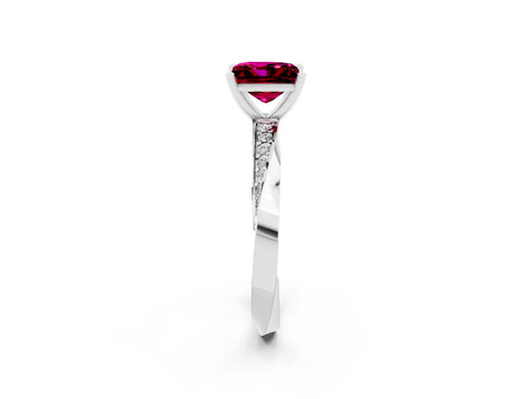 White gold Princess Cut Garnet Engagement Ring with Side Stone Accents and Four-Prong Setting_41