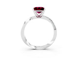 White gold Princess Cut Garnet Engagement Ring with Side Stone Accents and Four-Prong Setting_42