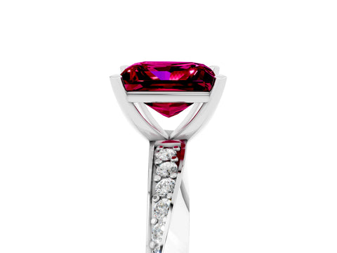 White gold Princess Cut Garnet Engagement Ring with Side Stone Accents and Four-Prong Setting_44