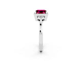 White gold Princess Cut Garnet Halo Ring with Tapered Band and Four-Prong Setting_2