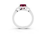 White gold Princess Cut Garnet Halo Ring with Tapered Band and Four-Prong Setting_3