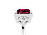 White gold Princess Cut Garnet Halo Ring with Tapered Band and Four-Prong Setting_5