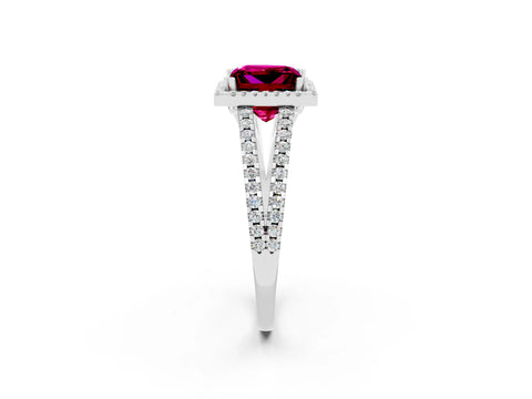 White gold Princess Cut Garnet Halo Split Shank Engagement Ring_14