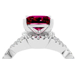White gold Princess Cut Garnet  Halo Twist Band Solitaire Prong Setting Ring_28