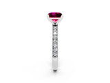 White gold Princess Cut Garnet Milgrain Pavé Engagement Ring with Four-Prong Setting_14