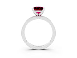 White gold Princess Cut Garnet Milgrain Pavé Engagement Ring with Four-Prong Setting_15