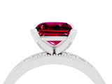 White gold Princess Cut Garnet Milgrain Pavé Engagement Ring with Four-Prong Setting_16