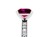 White gold Princess Cut Garnet Milgrain Pavé Engagement Ring with Four-Prong Setting_17
