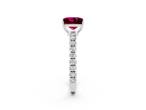 White gold Princess Cut Garnet Pavé Solitaire Engagement Ring with Four-Prong Setting_14