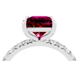 White gold Princess Cut Garnet Pavé Solitaire Ring with Round Band and Prong Setting_40