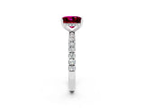 White gold Princess Cut Garnet Pave Band Solitaire Ring with Four-Prong Setting_26