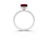 White gold Princess Cut Garnet Pave Band Solitaire Ring with Four-Prong Setting_27