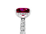 White gold Princess Cut Garnet Pave Band Solitaire Ring with Four-Prong Setting_29