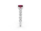 White gold Princess Cut Garnet Prong Setting with Side Stones on a Pave Band_2