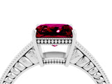 White gold Princess Cut Garnet Ring with Milgrain Pavé Band and Four-Prong Setting_16