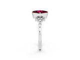 White gold Princess Cut Garnet Ring with Side Stones and Four-Prong Setting_38