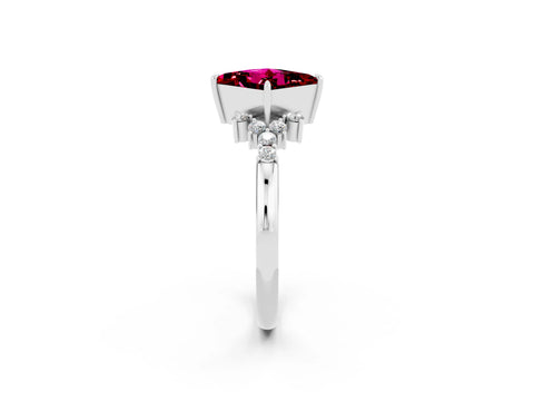 White gold Princess Cut Garnet Ring with Side Stones and Four-Prong Setting_38