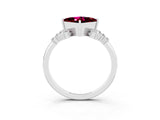 White gold Princess Cut Garnet Ring with Side Stones and Four-Prong Setting_39
