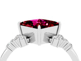 White gold Princess Cut Garnet Ring with Side Stones and Four-Prong Setting_40