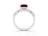 White gold Princess Cut Garnet Scattered Round Accent Ring with Prong Setting_39