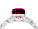 White gold Princess Cut Garnet Scattered Round Accent Ring with Prong Setting_40