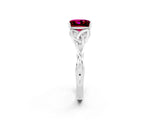 White gold Princess Cut Garnet Solitaire Celtic Knot Ring with Four-Prong Setting_14