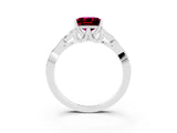 White gold Princess Cut Garnet Solitaire Celtic Knot Ring with Four-Prong Setting_15