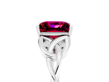 White gold Princess Cut Garnet Solitaire Celtic Knot Ring with Four-Prong Setting_17