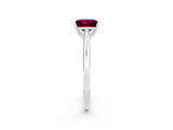 White gold Princess Cut Garnet Solitaire Engagement Ring with Cathedral Setting and Four-Prong Mount_104