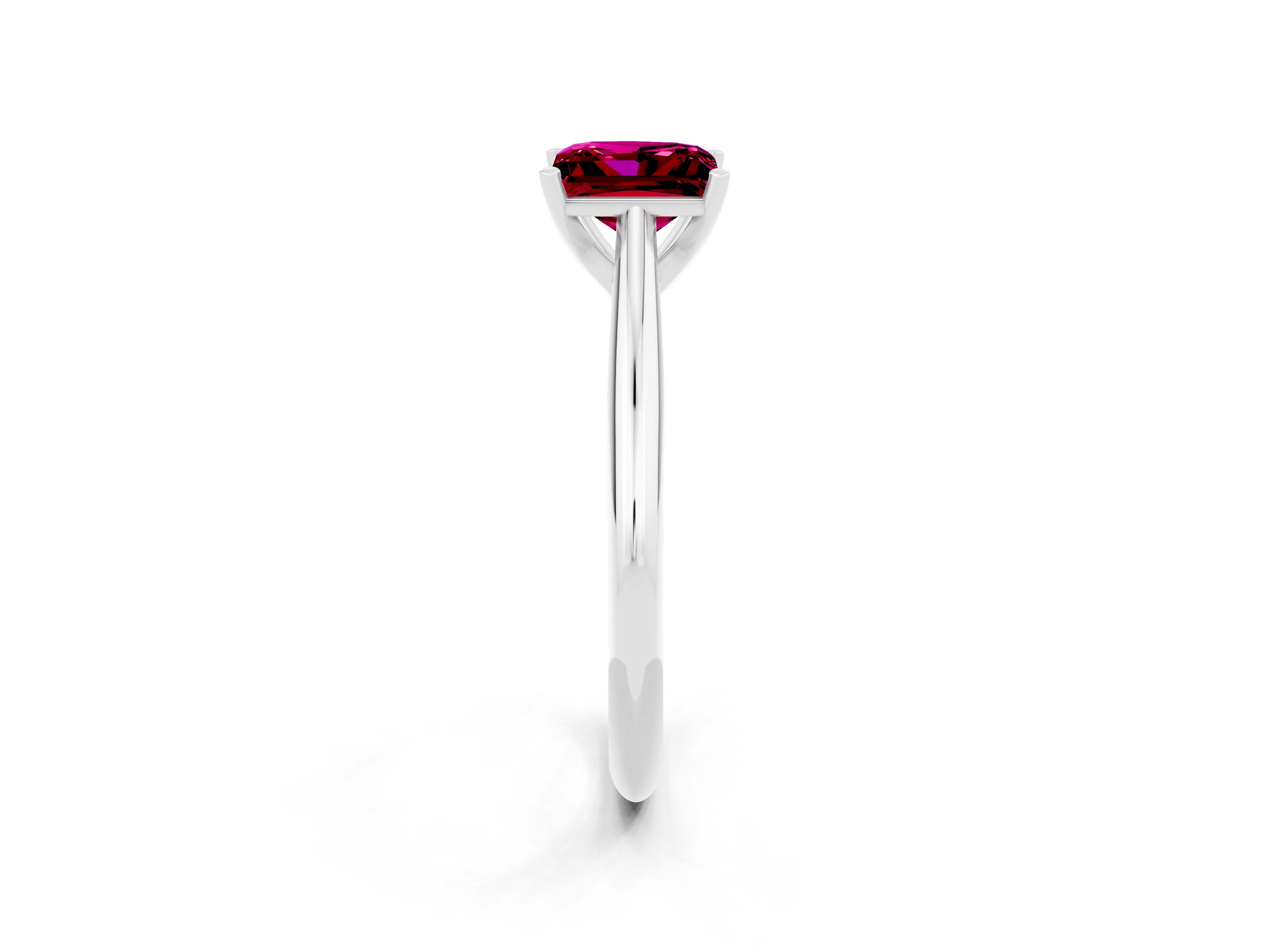 White gold Princess Cut Garnet Solitaire Engagement Ring with Cathedral Setting and Four-Prong Mount_14