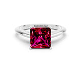 White gold Princess Cut Garnet Solitaire Engagement Ring with Cathedral Setting and Four-Prong Mount_30