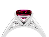 White gold Princess Cut Garnet Solitaire Engagement Ring with Cathedral Setting and Four-Prong Mount_34