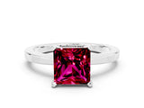 White gold Princess Cut Garnet Solitaire Engagement Ring with Classic Band and Four-Prong Setting_24