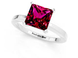 White gold Princess Cut Garnet Solitaire Engagement Ring with Classic Band and Four-Prong Setting_25