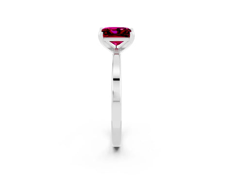 White gold Princess Cut Garnet Solitaire Engagement Ring with Classic Band and Four-Prong Setting_26