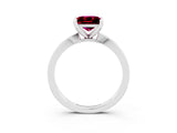 White gold Princess Cut Garnet Solitaire Engagement Ring with Classic Band and Four-Prong Setting_27