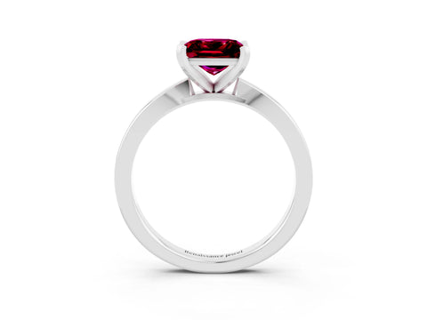 White gold Princess Cut Garnet Solitaire Engagement Ring with Classic Band and Four-Prong Setting_27
