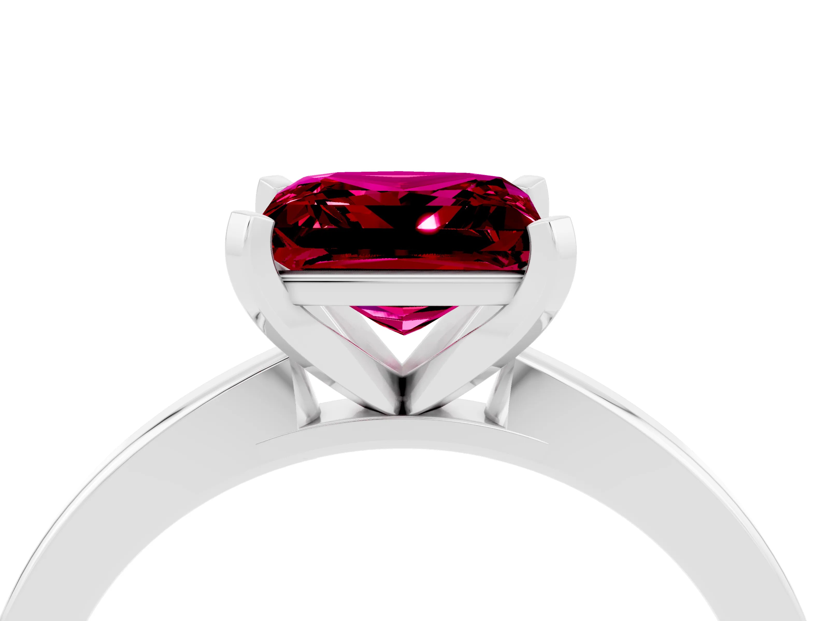 White gold Princess Cut Garnet Solitaire Engagement Ring with Classic Band and Four-Prong Setting_28