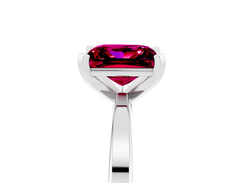 White gold Princess Cut Garnet Solitaire Engagement Ring with Classic Band and Four-Prong Setting_29