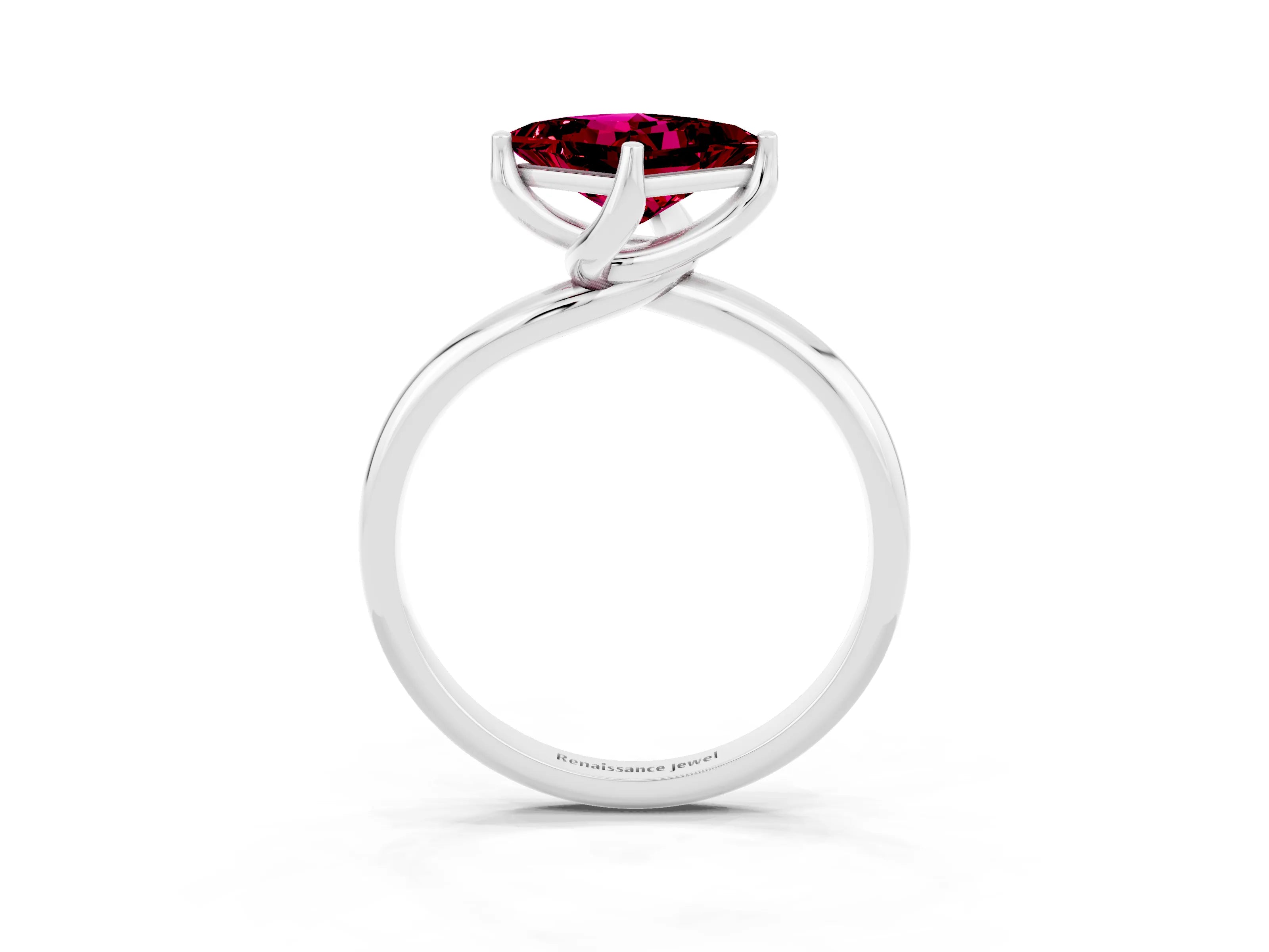 White gold Princess Cut Garnet Solitaire Engagement Ring with Four-Prong Setting and Classic Band_15