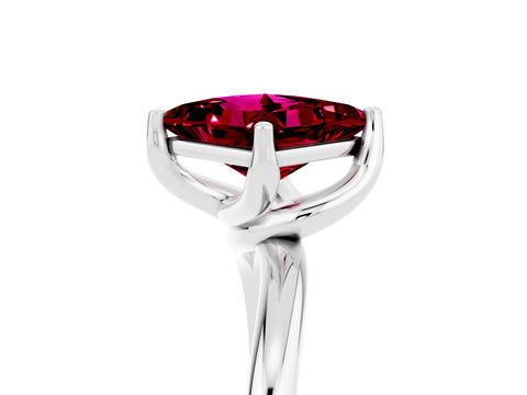 White gold Princess Cut Garnet Solitaire Engagement Ring with Four-Prong Setting and Classic Band_17