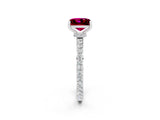 White gold Princess Cut Garnet Solitaire Engagement Ring with Pavé Band and Four-Prong Setting_2