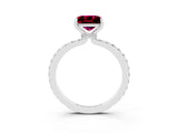 White gold Princess Cut Garnet Solitaire Engagement Ring with Pavé Band and Four-Prong Setting_3
