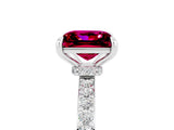White gold Princess Cut Garnet Solitaire Engagement Ring with Pavé Band and Four-Prong Setting_5