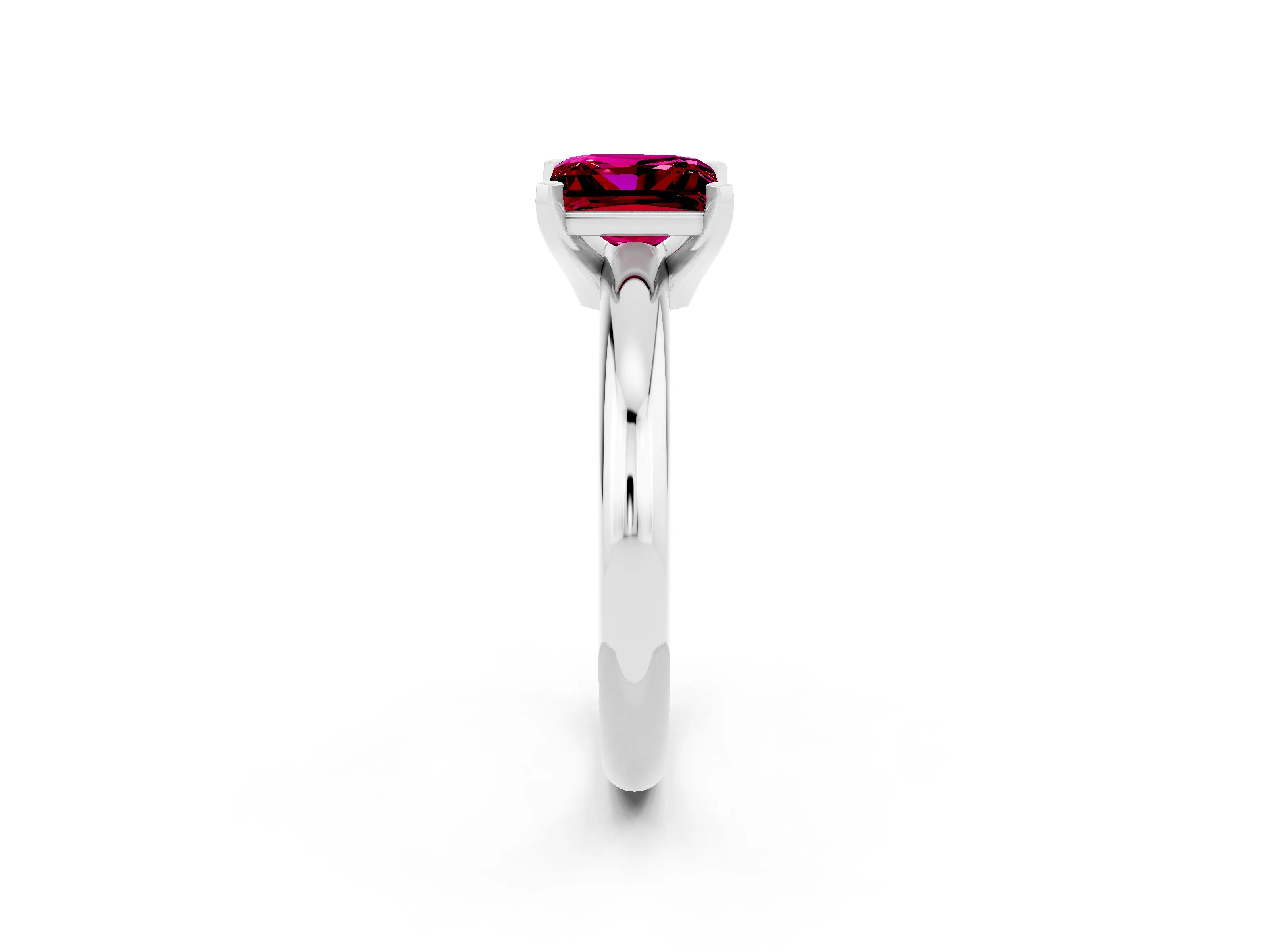 White gold Princess Cut Garnet Solitaire Engagement Ring with Round Band and Four-Prong Setting_2